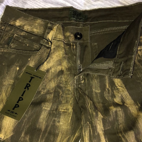 🆕TRIPP NYC Tie Dye Skinny Jeans. Sz7 Black/Yellow - Picture 6 of 8